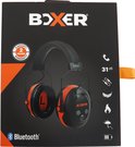 Boxer oorkappen in verpakking: oranje en zwarte oorkappen met Bluetooth-logo en 2 jaar garantie.