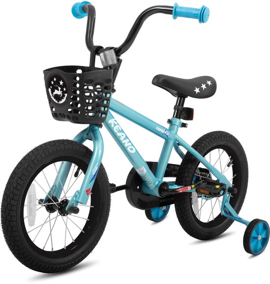 KEANO Cervine Stoere Kinderfiets - 16 Inch - Voor Jongens & Meisjes (4-7 Jaar) - BMX Stijl - Met Zijwieltjes & Mandje - Blauw - Geschikt voor buitenactiviteiten in de lente — afbeelding 5