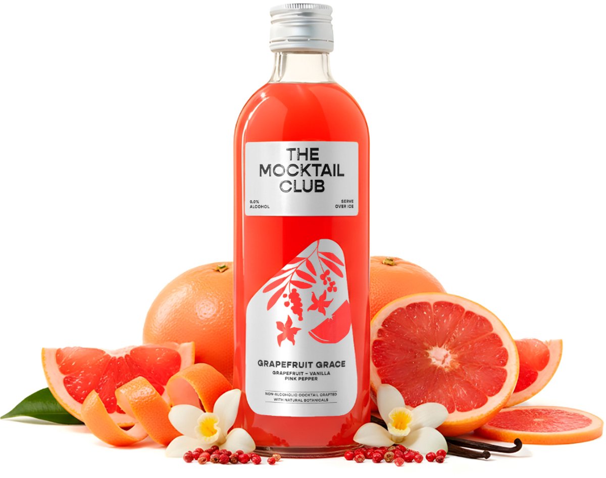 The Mocktail Club Grapefruit Grace 49cl – Mocktail alcoholvrij ready to drink | Aperitief zonder alcohol op basis van pompelmoes en vanille