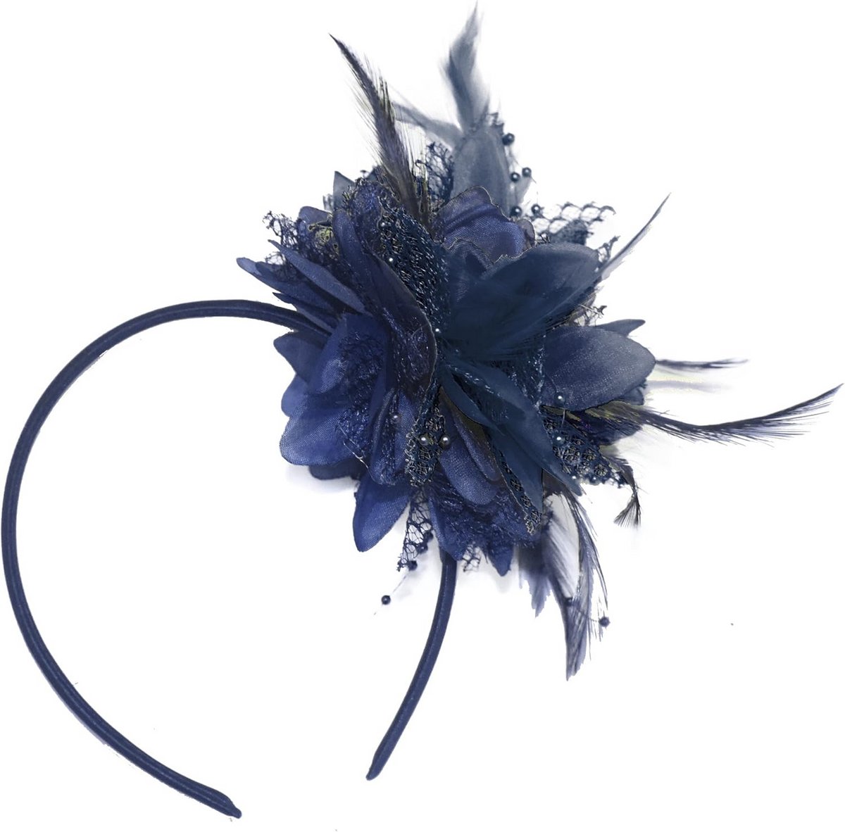 Dames Fascinator Hoed Zilver Teal Hoopmix – Hoed voor Bruiloft en Feest
