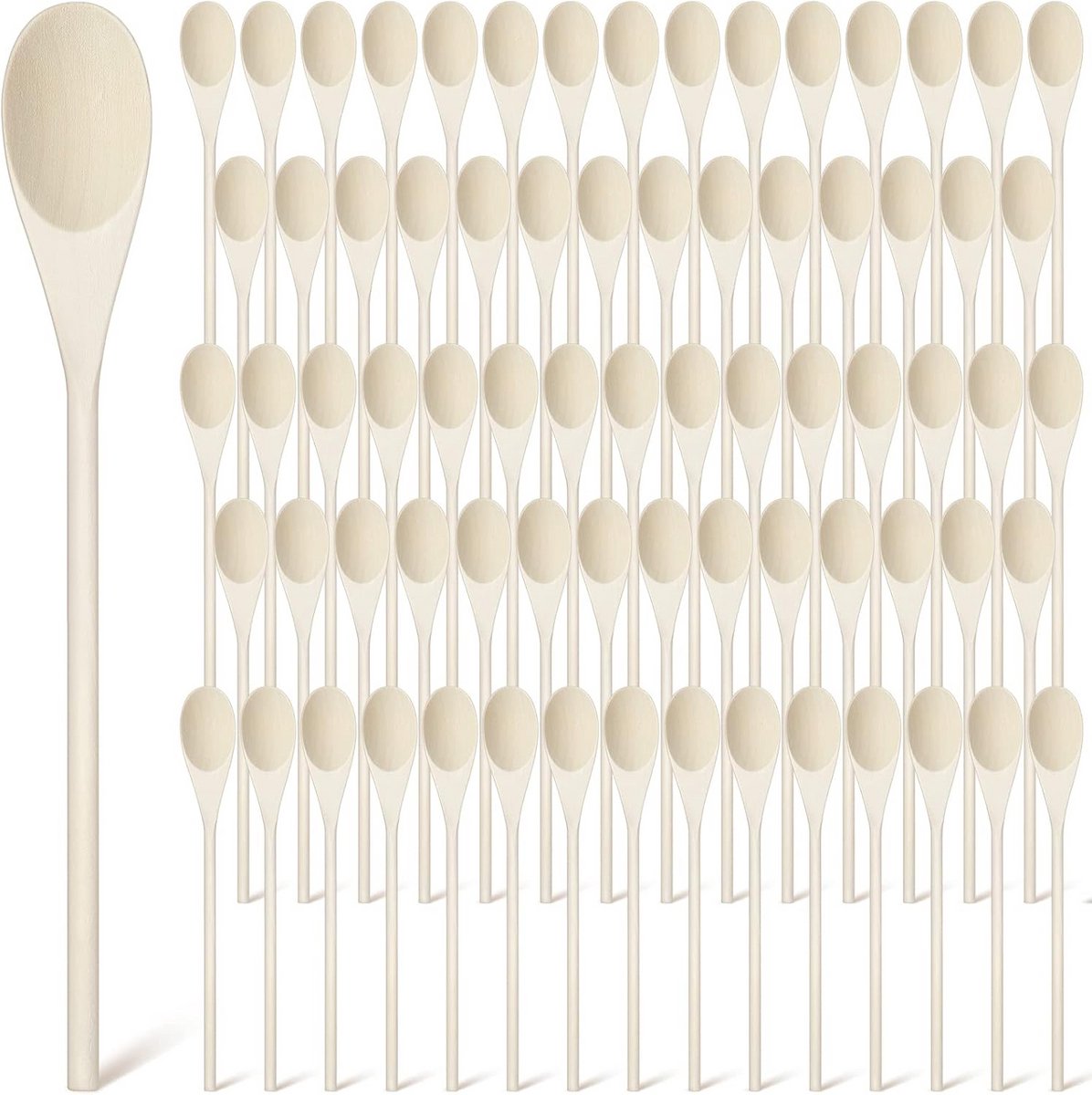 100x Houten Lepels Lang 30 cm - Koken, Bakken & Knutselen