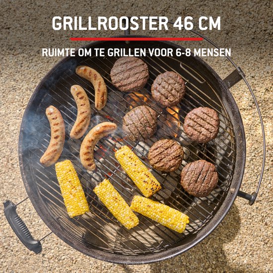 Weber Original Kettle - Ø 47 cm Grillrooster - Houtskoolbarbecue - Zwart - Asopvangschaal - 2 Duurzame, weerbestendige wielen - One-Touch Reinigingssysteem - Dekselthermometer - 2 Gereedschapshaken - Kras- en roestbestendig