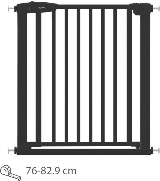 LUVION® Safety Gate Plus Traphekje – Klembevestiging (Zonder Boren Mogelijk) – 76–82,9 cm – Zwart