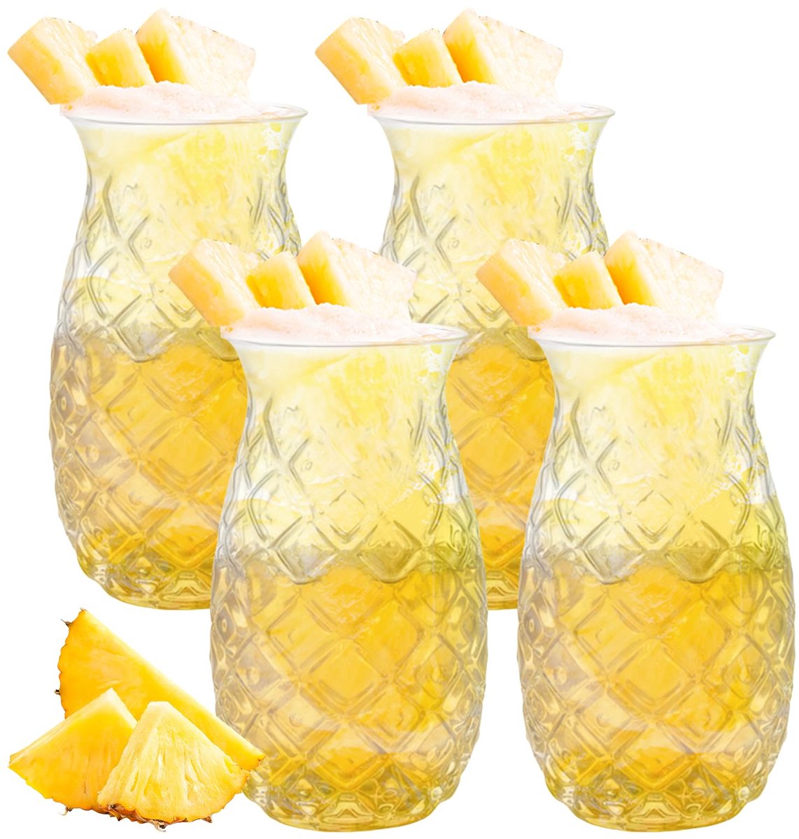 Cocktailglazen Set van 4 - 480 ml Capaciteit - Retro Ananas Design