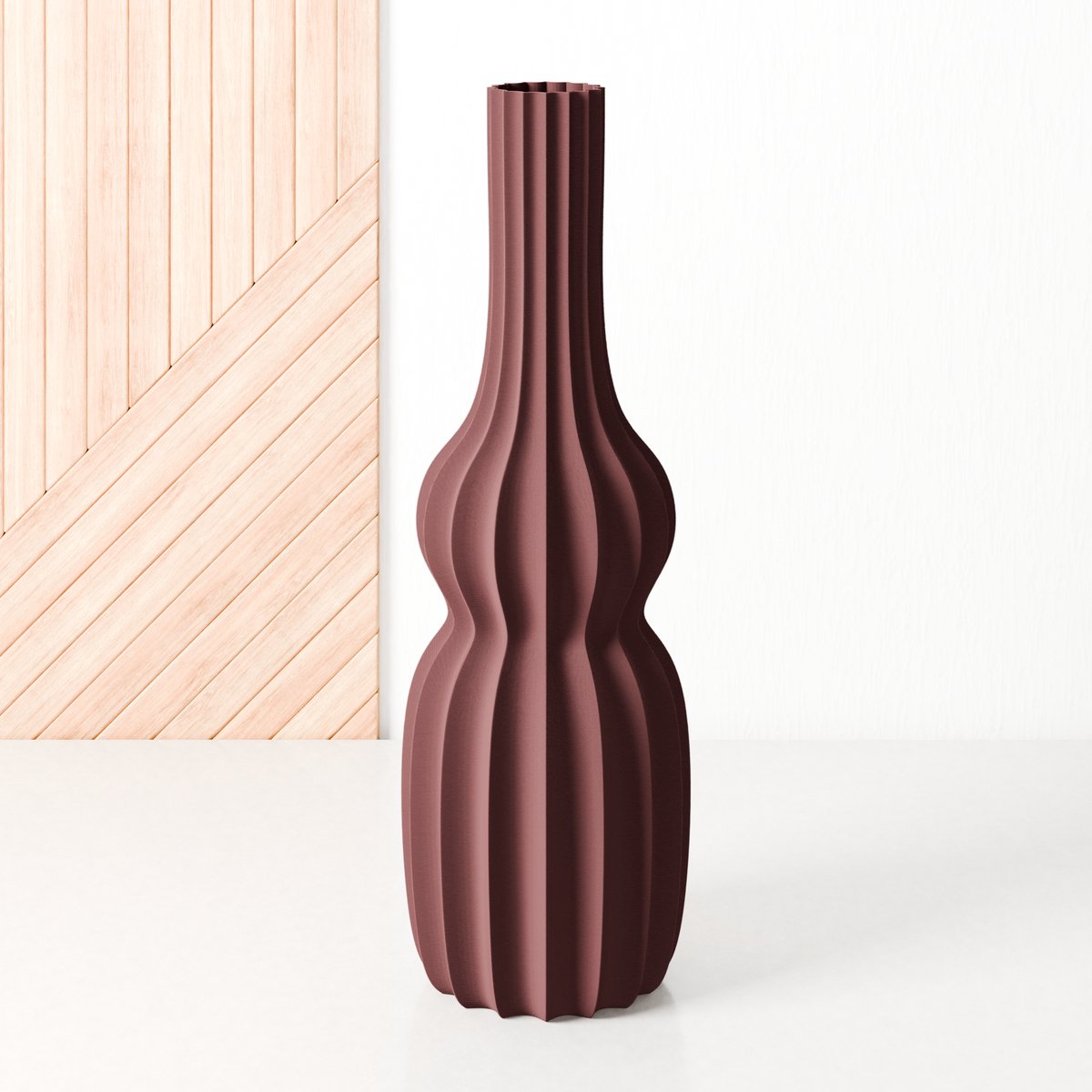 Fleuriek Hoge vaas Rood - H50 cm - Smalle vloervaas of decoratieve bloemenvaas, gekleurde design vaas van kunststof - Ventserbank vaas