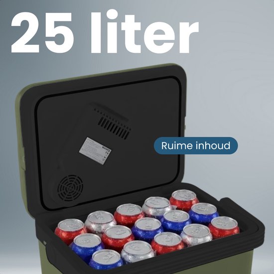 Auronic Koelbox Elektrisch 12V en 230 volt - Camping Koelkast - Auto - Koelen en Verwarmen - 25L - Frigobox - Groen van Merkloos — afbeelding 3
