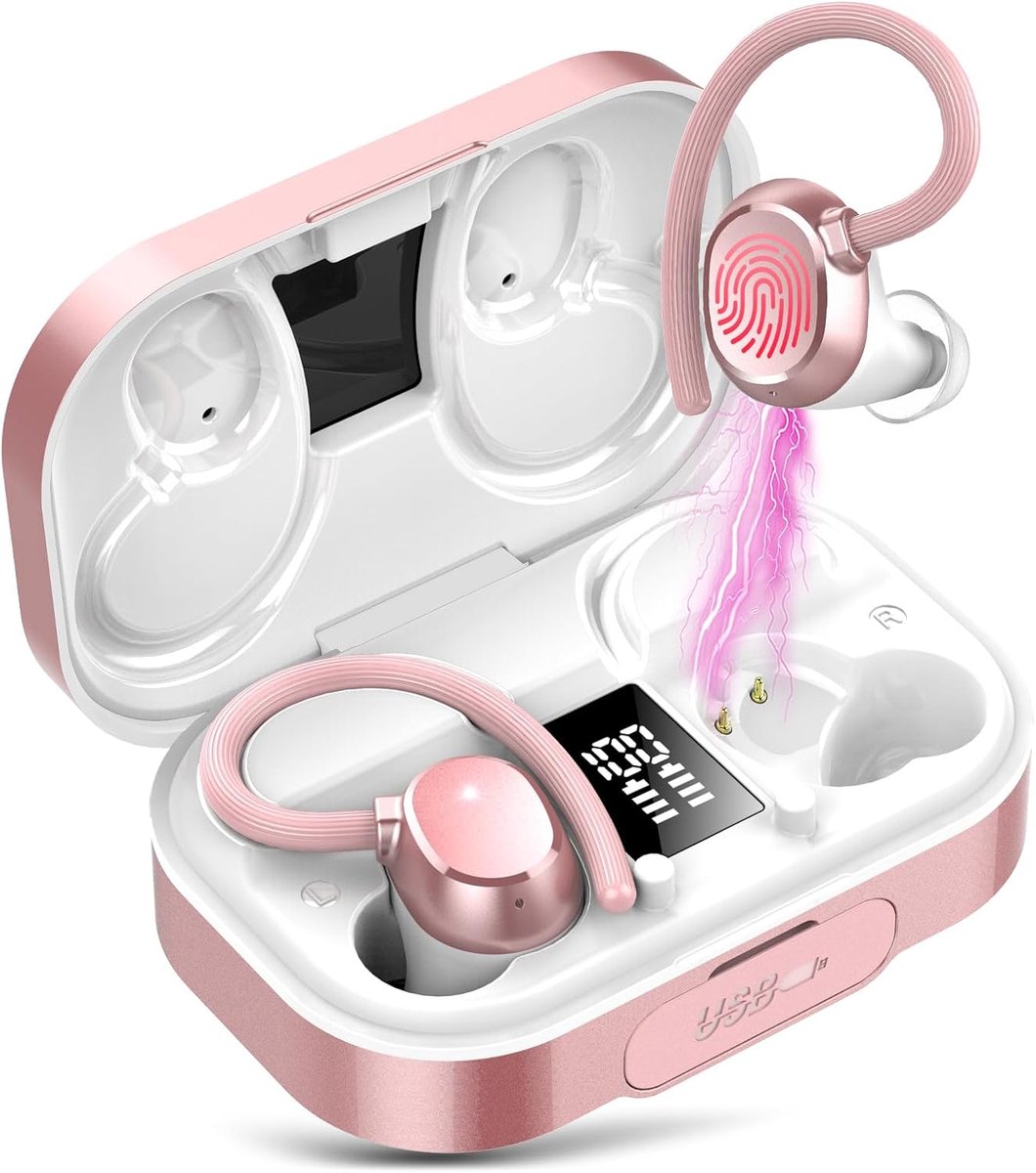 SoNis Draadloze Sport Oordopjes - 120 uur Speeltijd - Ruisonderdrukking - Waterbestendigheid - 5.3 Bluetooth Oordopjes - Sport Oortjes - Oortjes Draadloos – Roze