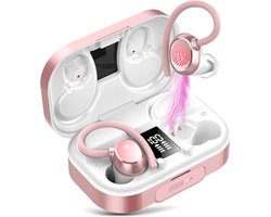 SoNis Draadloze Sport Oordopjes - 120 uur Speeltijd - Ruisonderdrukking - Waterbestendigheid - 5.3 Bluetooth Oordopjes - Sport Oortjes - Oortjes Draadloos – Roze