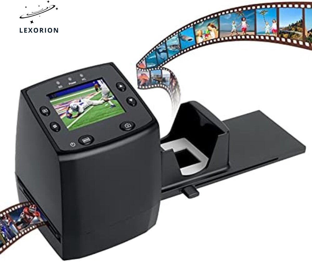 Lexorion 1800 DPI 5MP/10MP 35mm Film- & Diascanner met 2,4” LCD-scherm – SD-kaartopslag – Geen Computer Nodig – Negatief- en Fotoconverter – Zwart