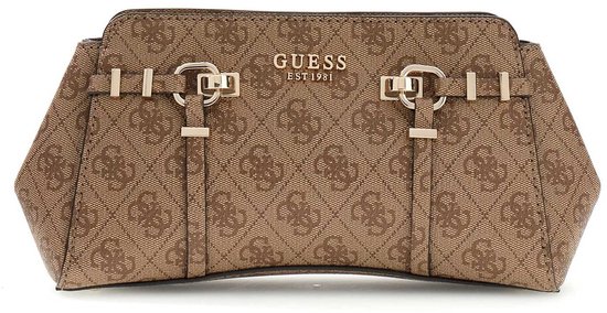 GUESS schoudertas Leona Logo Girlfriend Xbody Latte Logo Lichtbruin