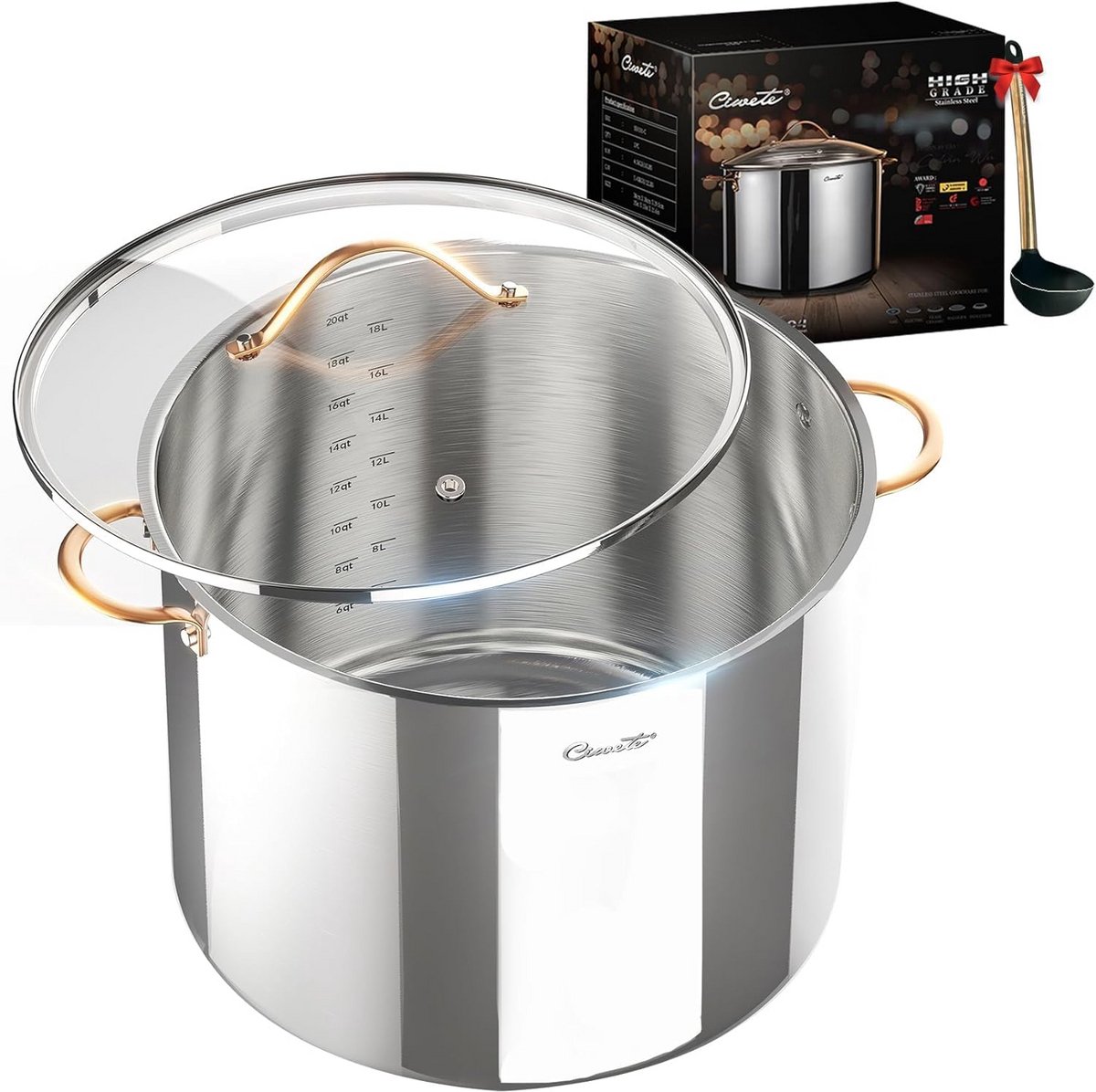 Grote RVS Soeppan 19 Liter voor Pastasaus en Bouillon