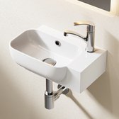 HOROW Toiletfontein - Wandmontage - Keramiek Toilet Wasbak - Glans Wit - 40x25x14 cm - Kraangat Rechts met overloop