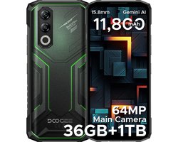 DOOGEE Blade 20 Max 4G - Robuuste Smartphone - Robuuste Telefoon - 36GB RAM + 1TB ROM /2TB TF - Helio G100 - 11800 mAh/ 33 W - 6,6 inch + 120 Hz - 3 kaartsleuven - 20MP Nachtzicht - Face ID - IP68 - Groen