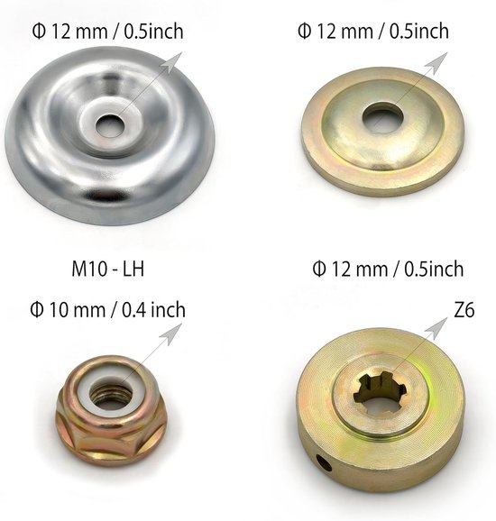 Bosmaaier Accessoires en vervangingsonderdelen - Metalen Moeren Set voor Grasmaaier en Grastrimmer - Inclusief Blade Adapter Kit(5 Stuks) van Merkloos	 — afbeelding 3