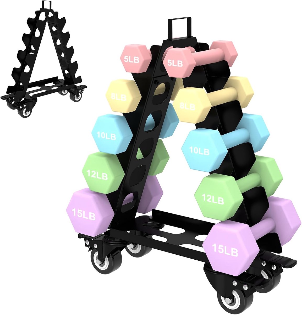 Halterrek - Dumbbell standaard - Halter standaard - Dumbell Rek - Dumbbell Toren - Weight Rack - Dumbbell Houder - Dumbell Opbergrek - Fitnessapparatuur - Belastbaar - Geschikt voor Halters van 2,3 - 6,8 Kg - van Imperatoris