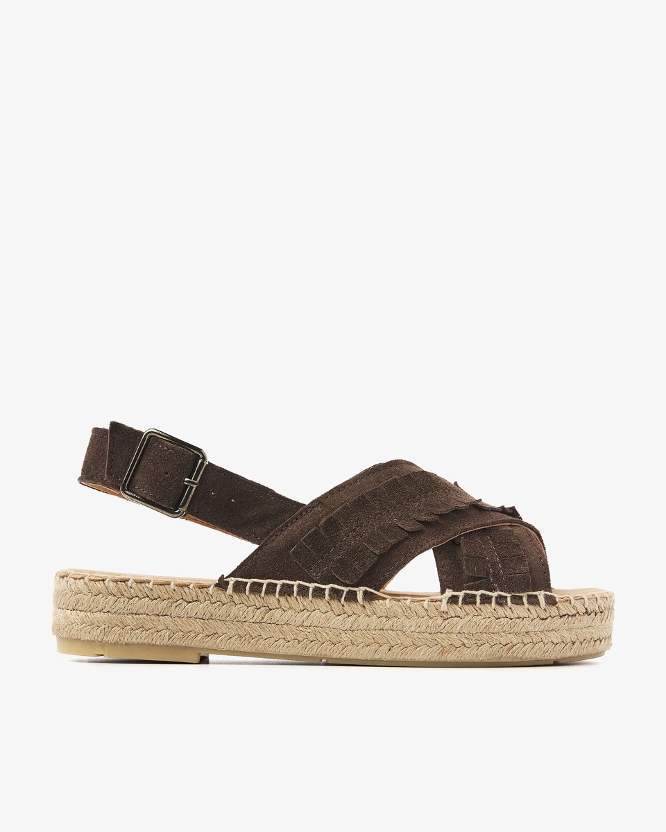 VIA VAI Mondi Noel Espadrilles Dames - Suède - Bruin - Maat 41