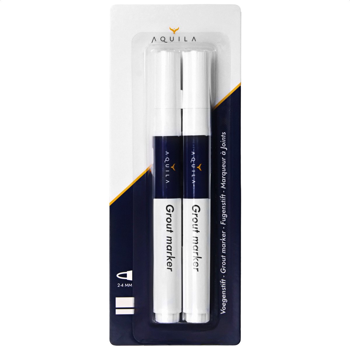 Aquila Voegenstift Wit - Voegenreiniger voor Badkamer - Voegenreparatie & Voegenverf - Voegstift Waterbestendig - 2-4mm Punt - 7ML - 2 Stuks