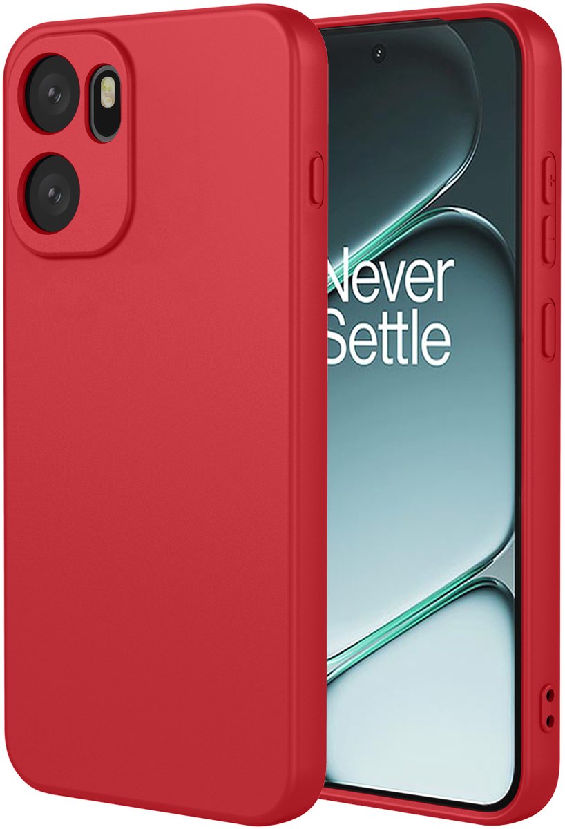 MobyDefend Hoesje - Geschikt voor OnePlus 15R - Matte Siliconen Backcover - Framboosrood