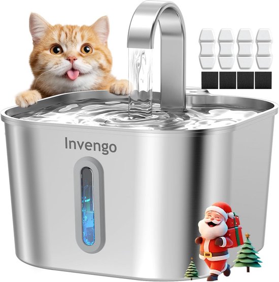 VENUSDALI Kattenwaterfontein – 2 Liter, Stille Pomp (<40 DB), 4-laags Filtersysteem, LED-indicator – Voor Vers, Zuurstofrijk Water