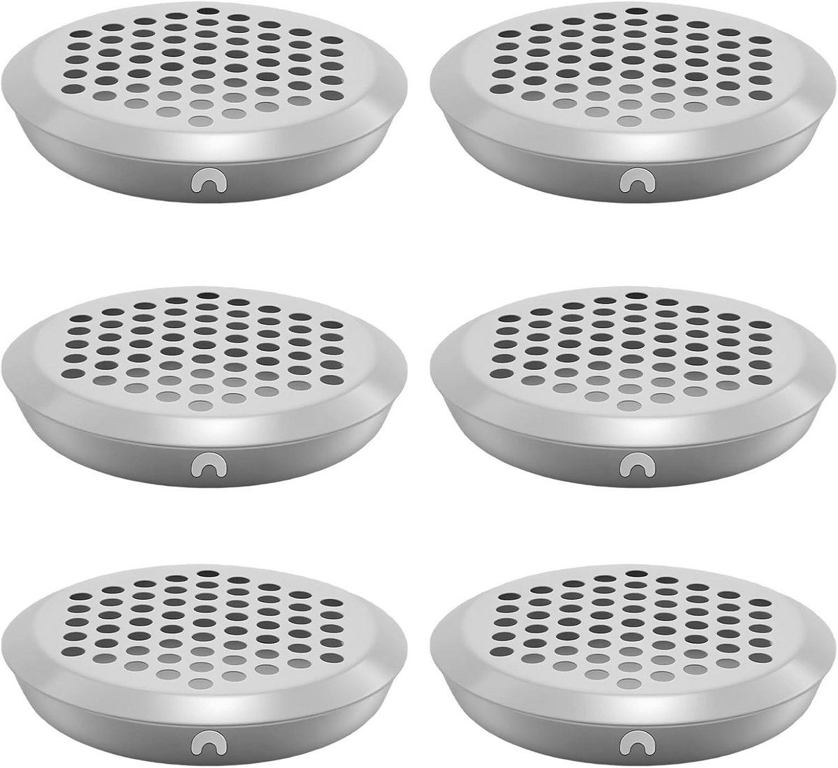 Ventilatierooster Rond - Rooster met gaas - Meubels ventileren - Honingraat design - 6 stuks - Zilver