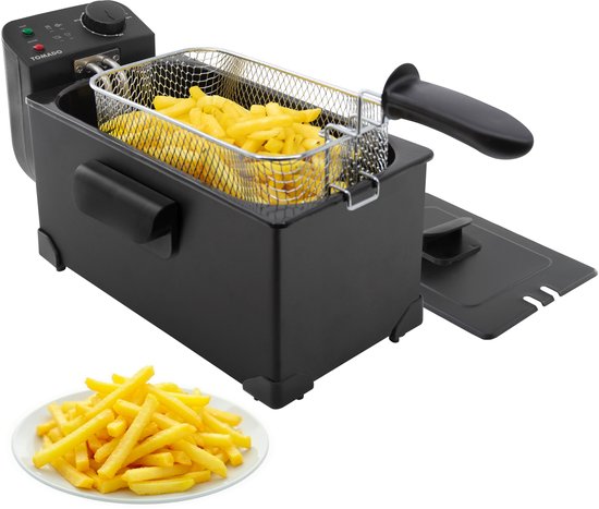 Tomado TDF3001B - Frituurpan - 3 liter inhoud - 2200 Watt - Koude zone – Zwart