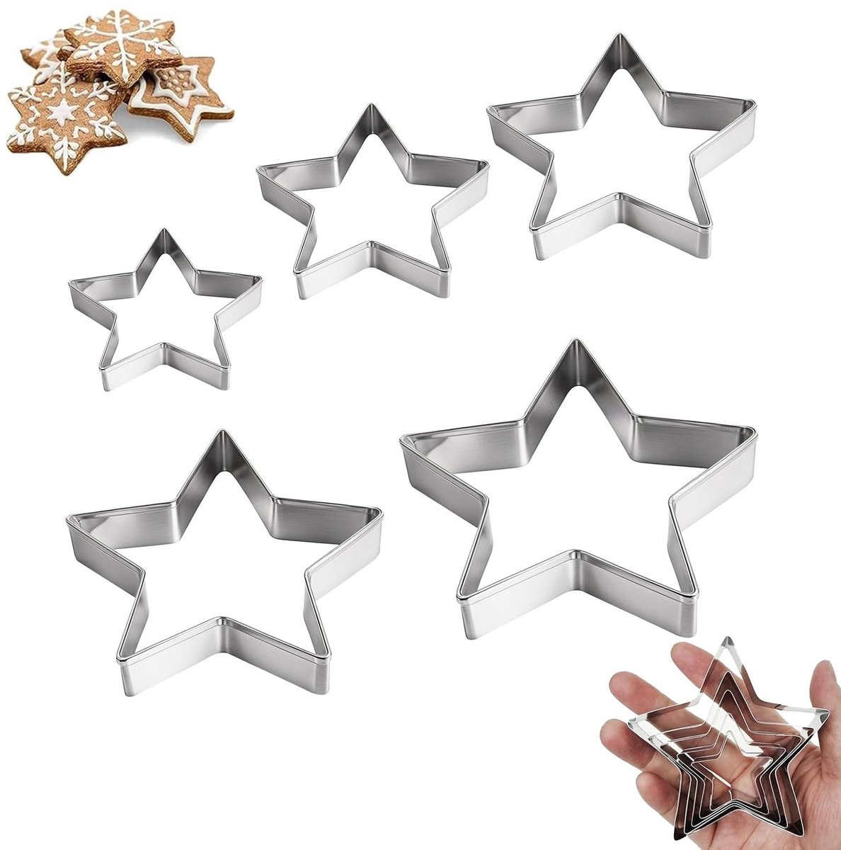 Star Koekjesuitsteekset - Roestvrijstalen Stervormige Koekjesvormen - 10 Delig