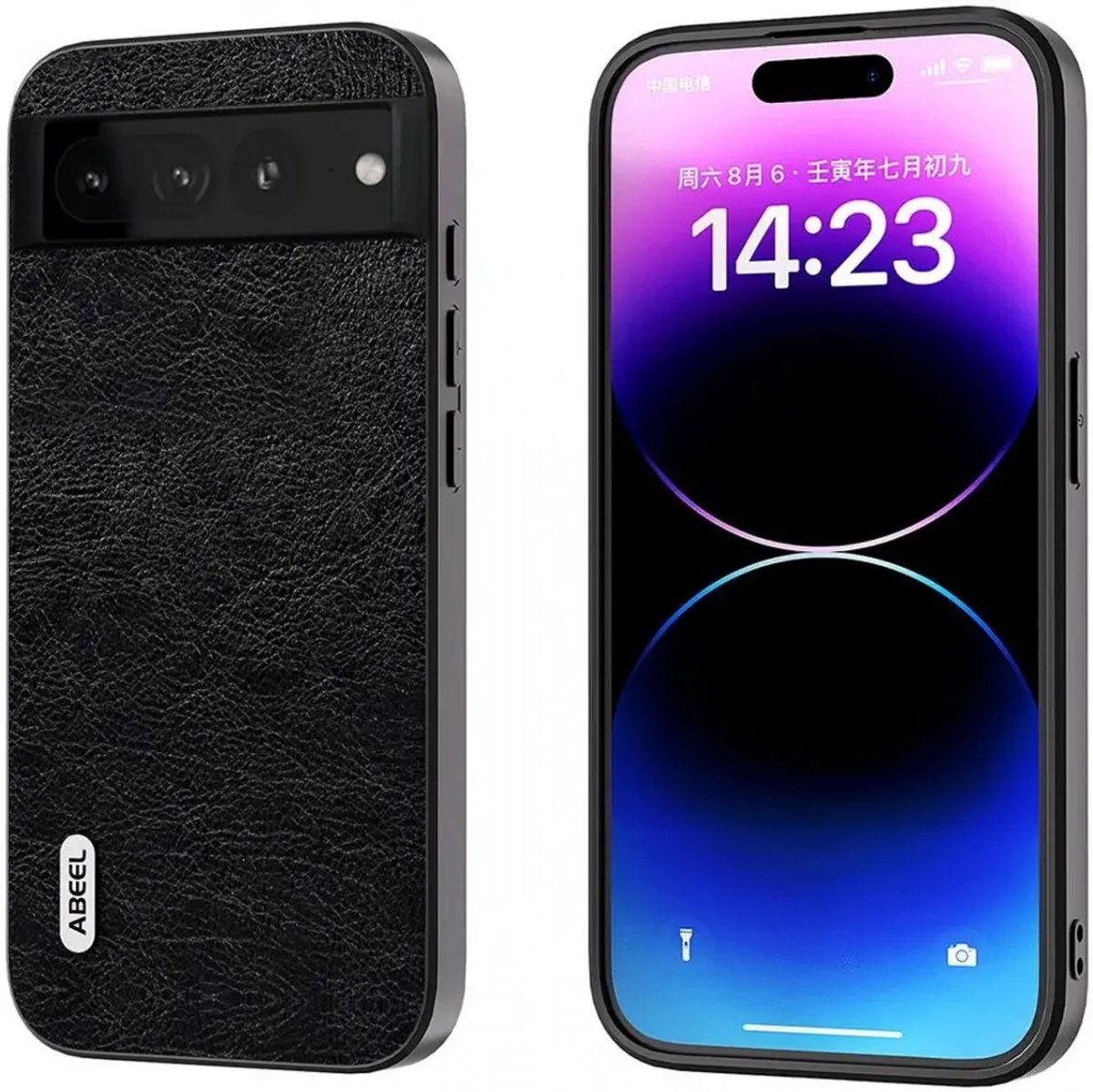ABEEL Hoesje Geschikt voor Google Pixel 8 - Back Cover met Litchi Textuur - Zwart