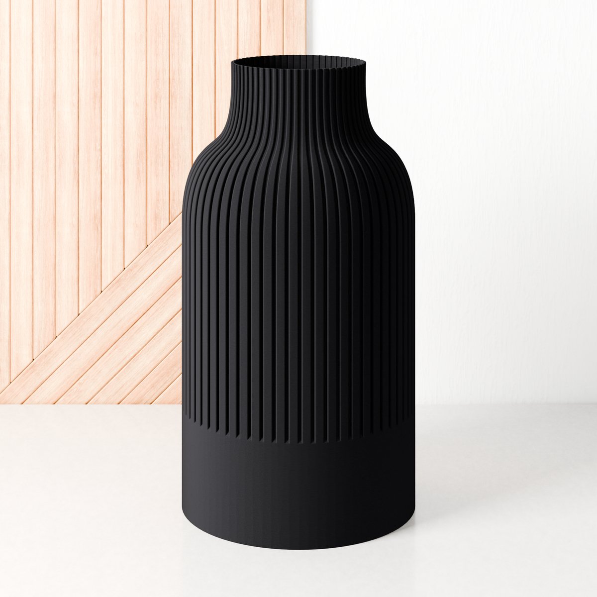 Fleuriek Vaas - Zwart - H30 cm - Japandi Vaas - Minimalistisch design - Bloemenvaas van bio kunststof - Japandi living decoratieve vaas