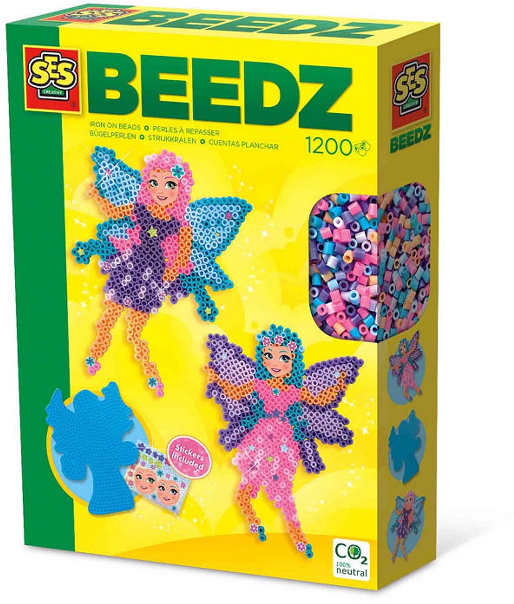 SES Creative - Beedz - Elfjes - 1200 Strijkkralen met Grondplaten en Glitter Stickers - Vanaf 5 Jaar — afbeelding 7