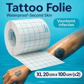 Tattoo Folie XL – Waterproof Second Skin – (1+1 Gratis - 2 Rollen) – 20 cm x 100 cm – Tattoo Zwemfolie – Douchen, Zwemmen & Vakantie – Nazorgfolie voor Nieuwe Tatoeages