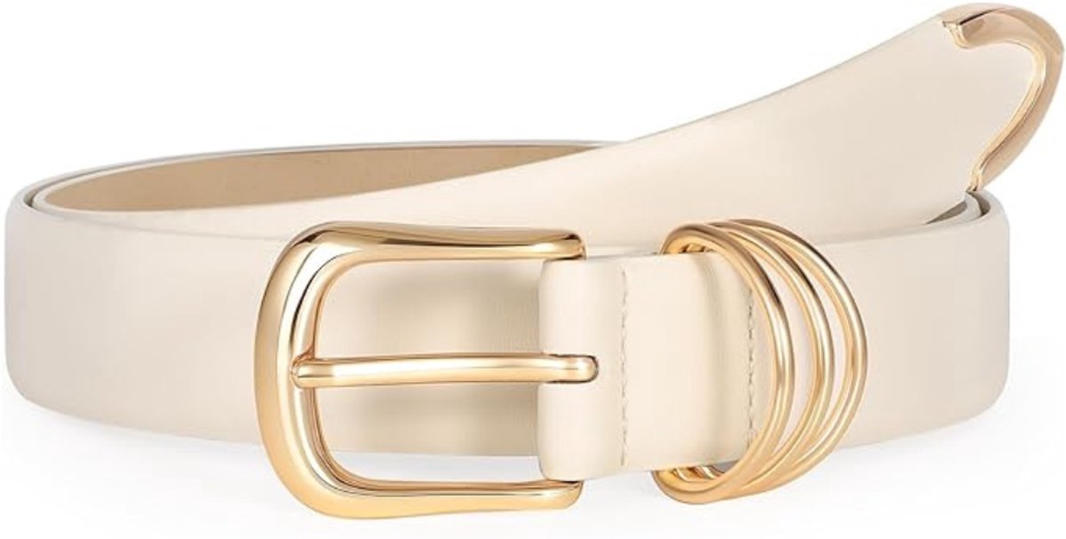 Leren Riem voor Dames - Lederen Riem met Gouden Gesp - Stijlvol Cadeau voor Dagelijks Gebruik - 130 cm - 1 Stuk - Beige - van Imperatoris