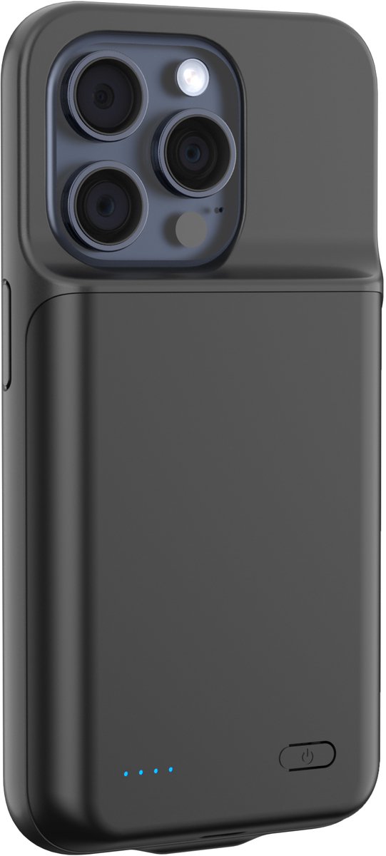 Geschikt voor Apple iPhone 15 Pro Max - Powerbank Telefoonhoesje - Distinction Battery Case - Batterijhoesje - Accuhoesje - Zwart - 6800 mAh