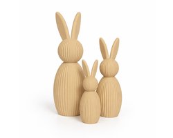 Paashazen in Japandi style - Zand - Set van 3 - 17cm - 13cm - 9,5cm - Paasdecoratie