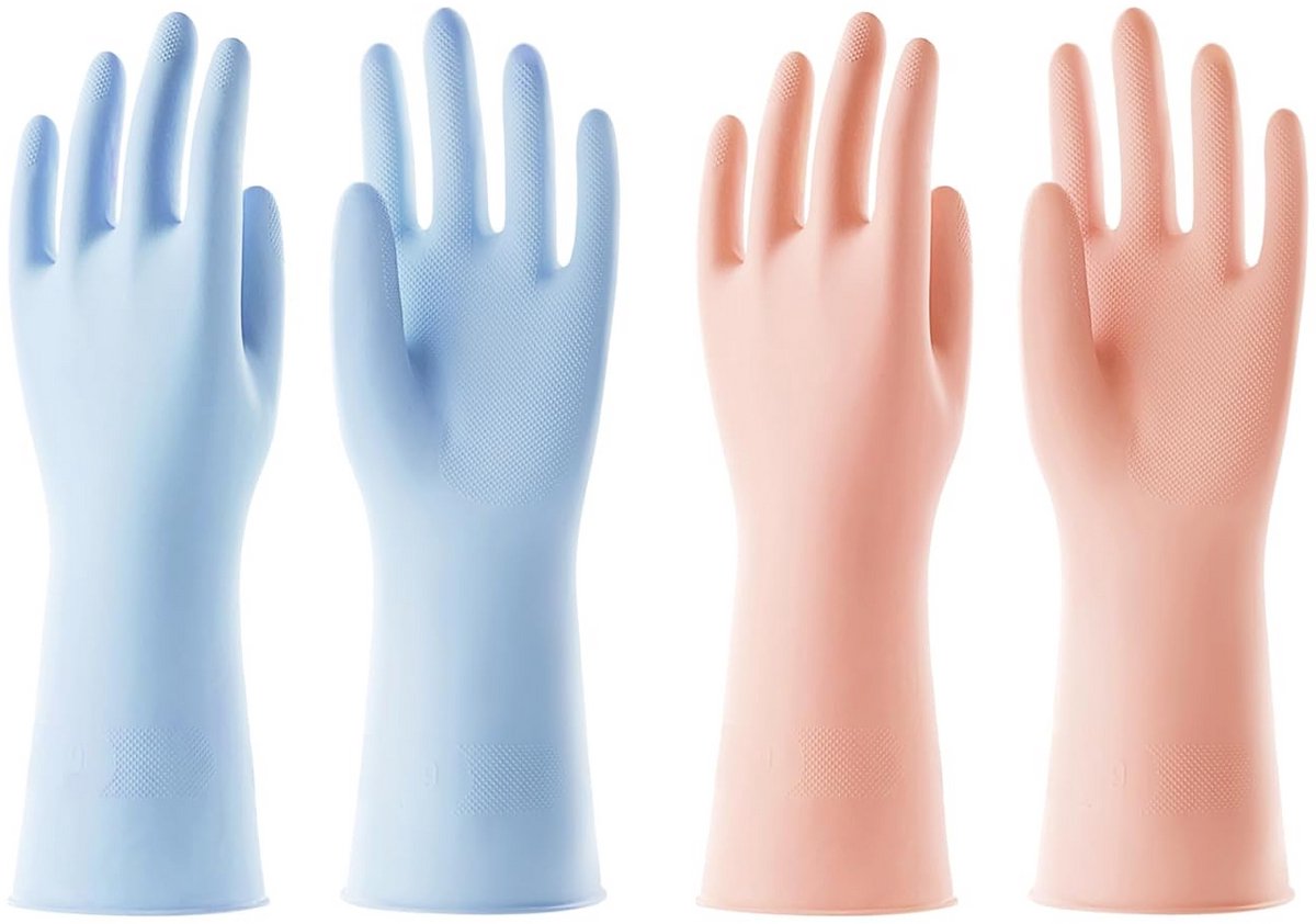 Herbruikbare Huishoudelijke Rubberen Vaathandschoenen met Lange Mouwen - 2 Paar