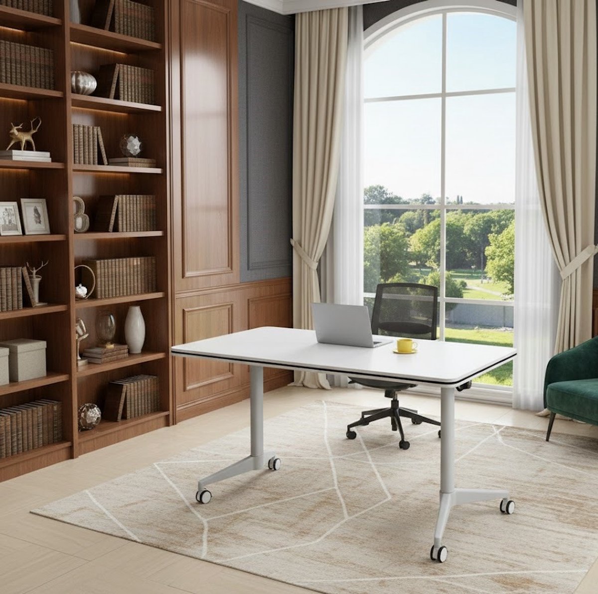 Opvouwbare Vergadertafel met Wielen - Modern Mobiel Flip Top Trainingsbord voor Kantoor, Vergaderruimte en Klaslokaal - Stijlvol Lang Rechthoekig Bord, Stapelbaar en Ruimtebesparend Casa Serena
