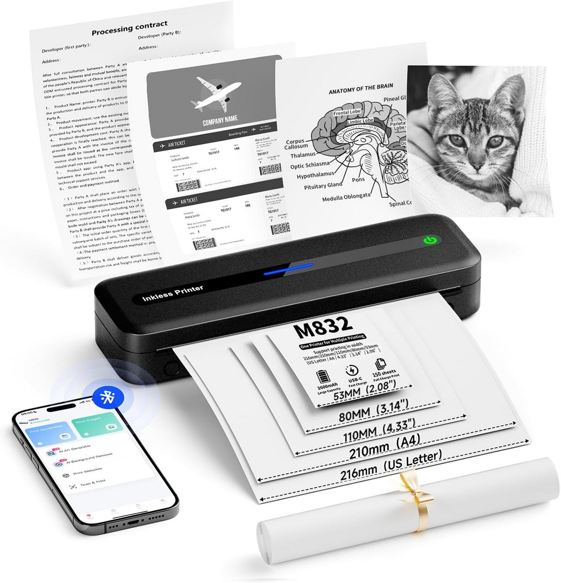 Draagbare Thermische Printer A4 voor Mobiel Printen via Bluetooth