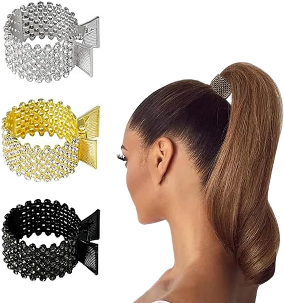 Set van 3 elegante haarspelden met kristallen en strass voor dames en meisjes
