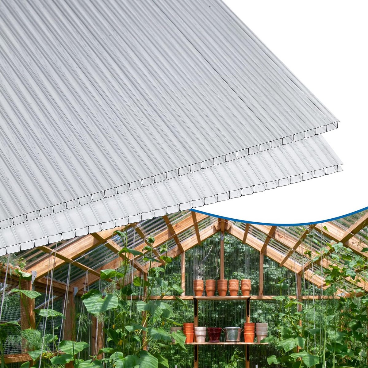 Dubbelwandige Polycarbonaat Platen voor Broeikas en Leifruit - 14 Stuks Transparant (4mm Dikte)