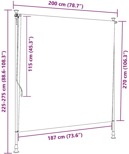 vidaXL pour extérieur 200x270 cm Anthracite VDXL_145938