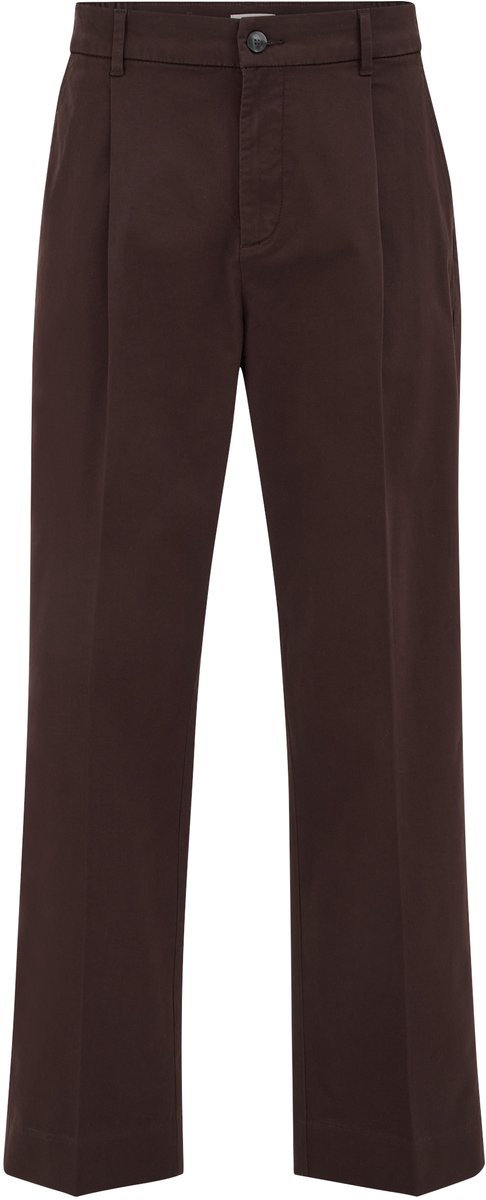 WE Fashion Heren loose fit chino met bandplooi en elastische broekband