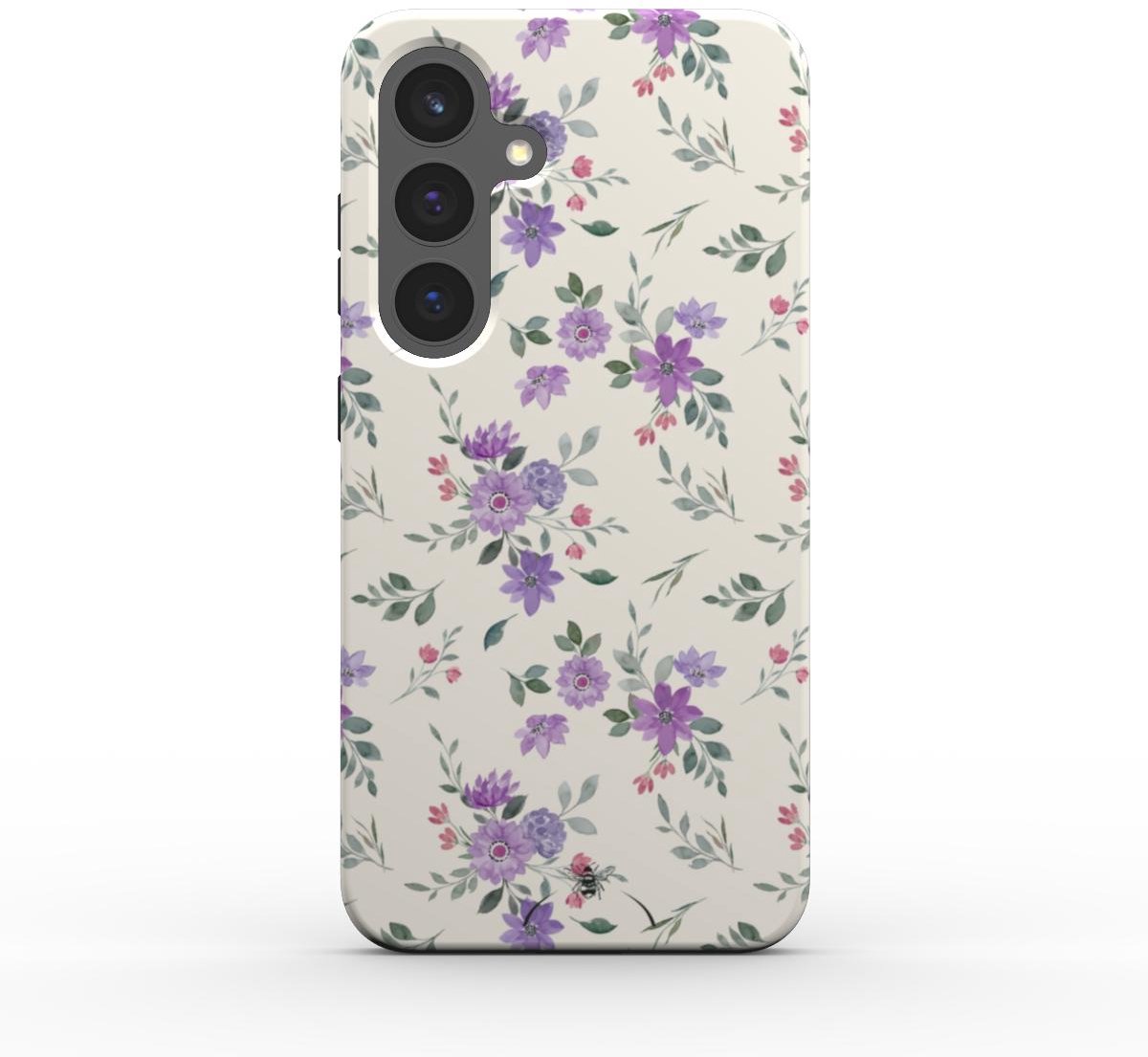 Living Telefoonhoesje - Elegante Paarse Bloemen Beschermhoes - Samsung Galaxy S26 Premium 2‑laag