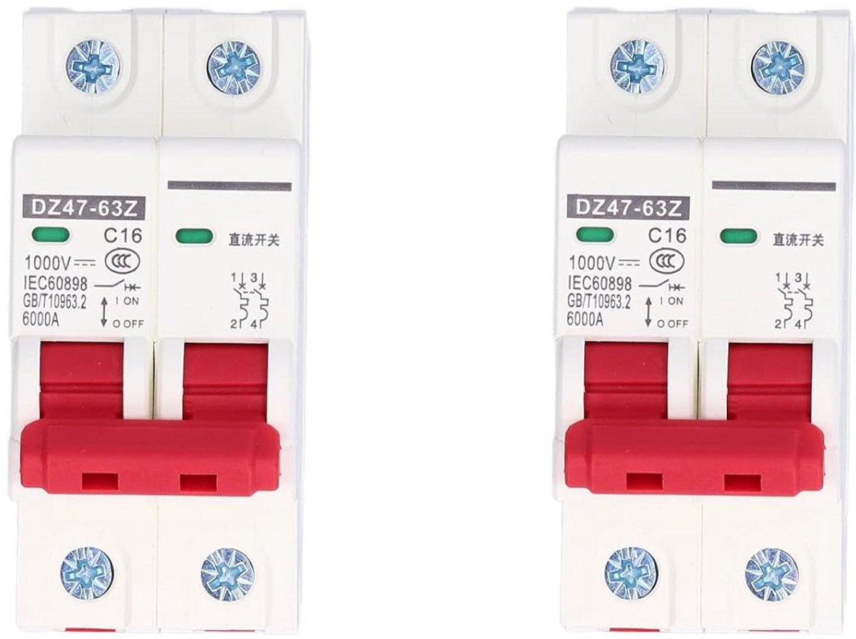 2P DC Zekeringautomaat 1000V 16A voor Zonnepanelen en Distributielijnen