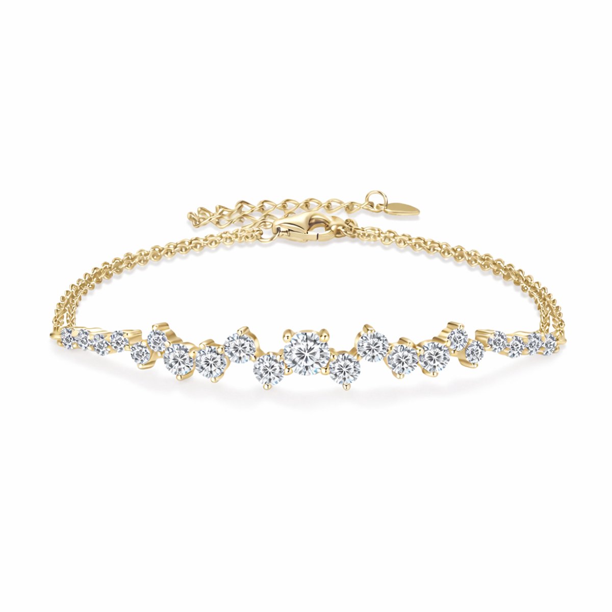 Lumici® Exclusive | 19 Reasons Why – Luxury Moissanite Armband – 2.82CT – 5MM Center Stone – GRA Gecertificeerd – VVS1 D Kleur – Statement Piece – Voor Haar – Moederdag – Valentijn – Luxe Cadeau – Goud & Witgoud