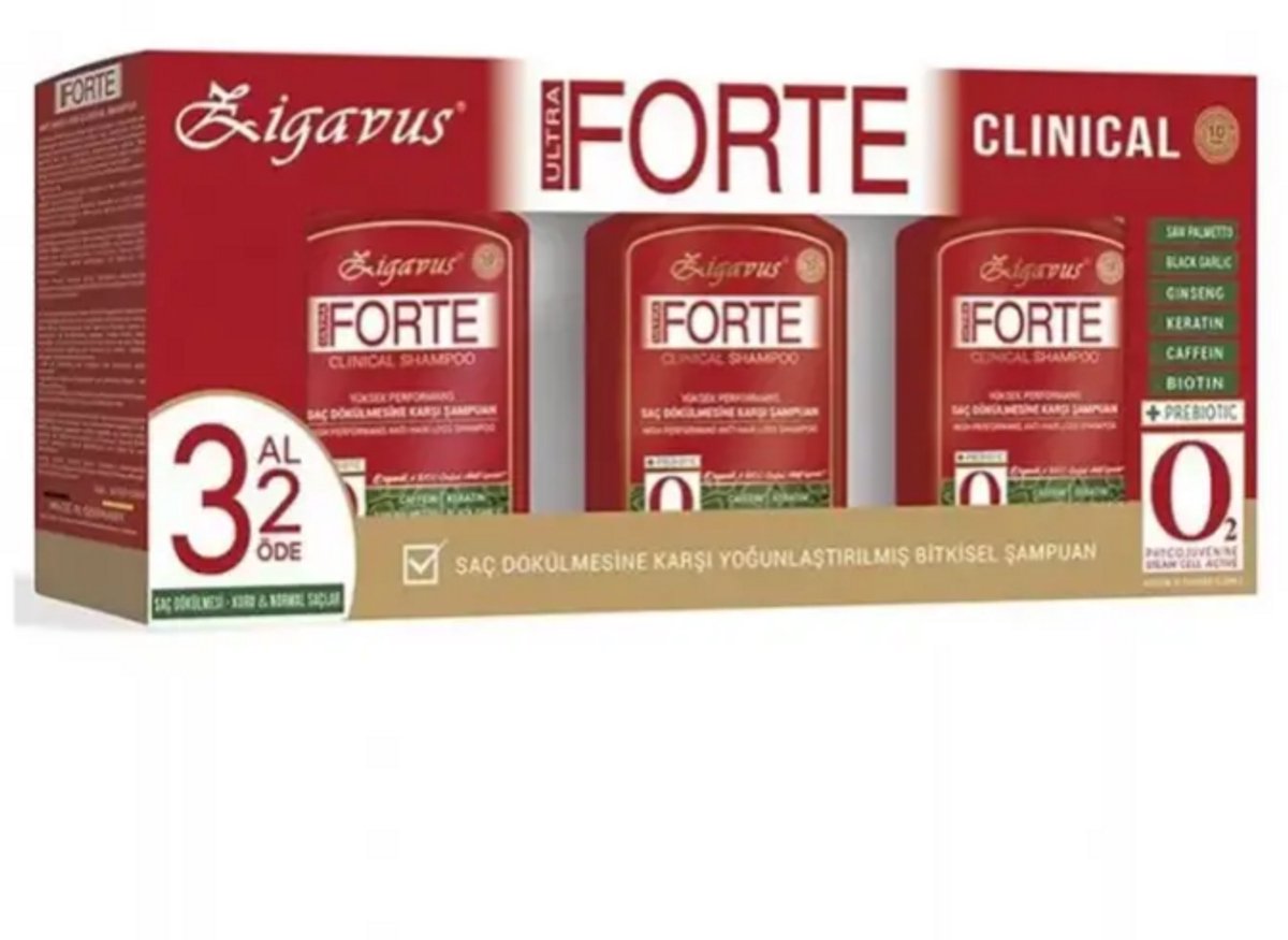 Zigavus Forte Ultra Clinical Shampoo - Voordeelverpakking 3 x 300 ml - Tegen Haaruitval - Voor Droog & Normaal Haar