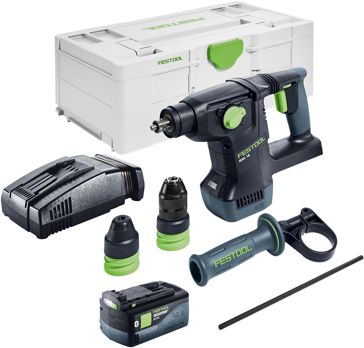 Festool KHC 18 EB-Basic accu-combi-hamer 18 V 2,6 J SDS-Plus Brushless + 1x accu 5,0 Ah + snellader + Systainer