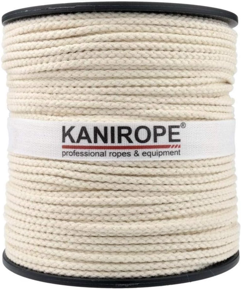 Gevlochten Katoenen Touw 3mm Dik 500 Meter Crèmekleurig