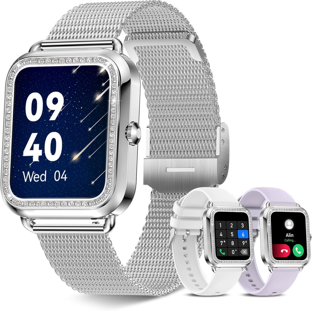 Smartwatch Dames met Bluetooth Oproep, Hartslagmeter & 19 Sportmodi - Android & iOS Compatibel