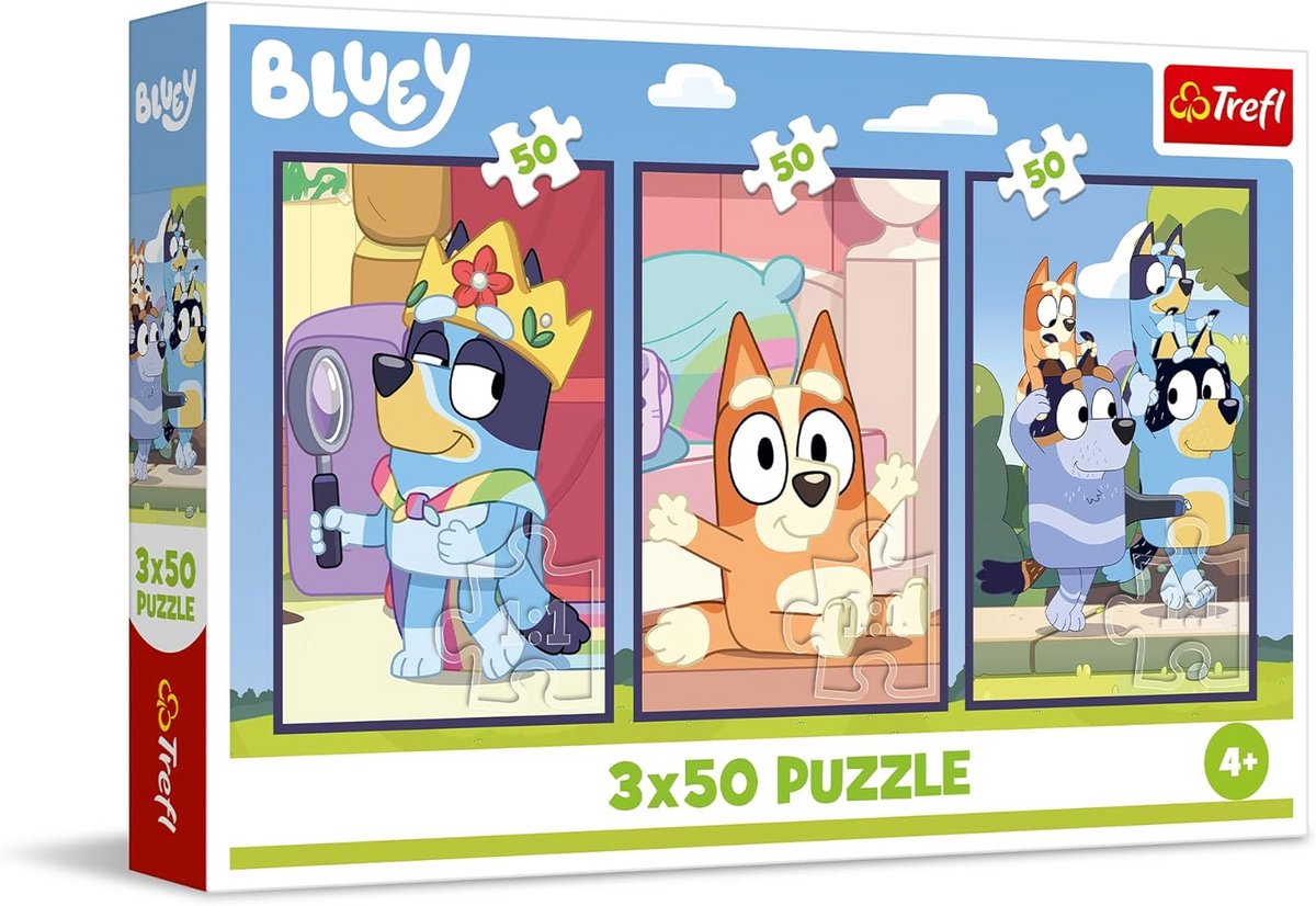 3-in-1 Puzzelset 3x50 Stukjes - Kinderpuzzels vanaf 4 Jaar - Bluey Thema