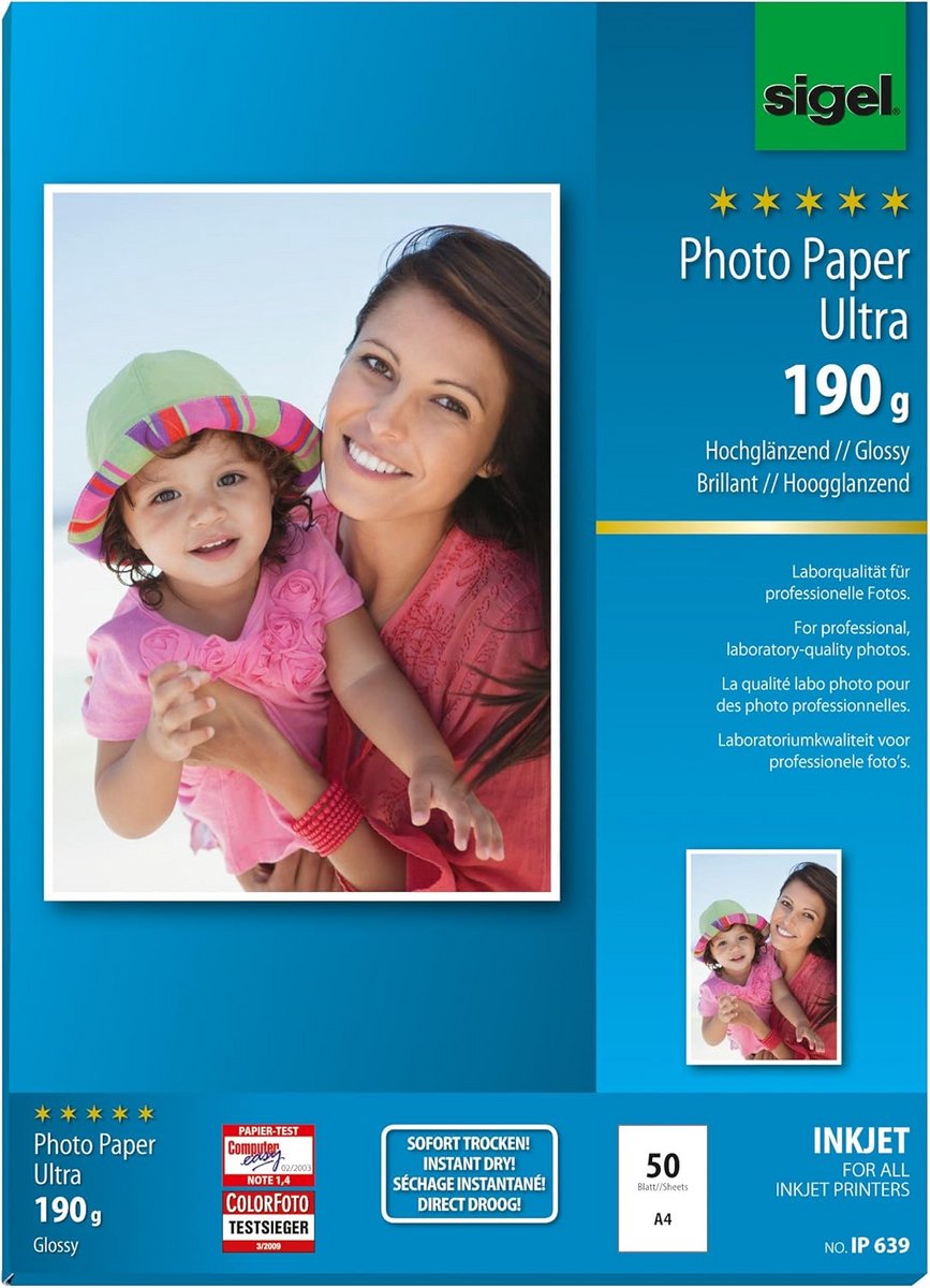 Glanzend Inkjet Fotopapier A4 190g - 50 Vellen voor Hoge Kwaliteit Kleurenprints