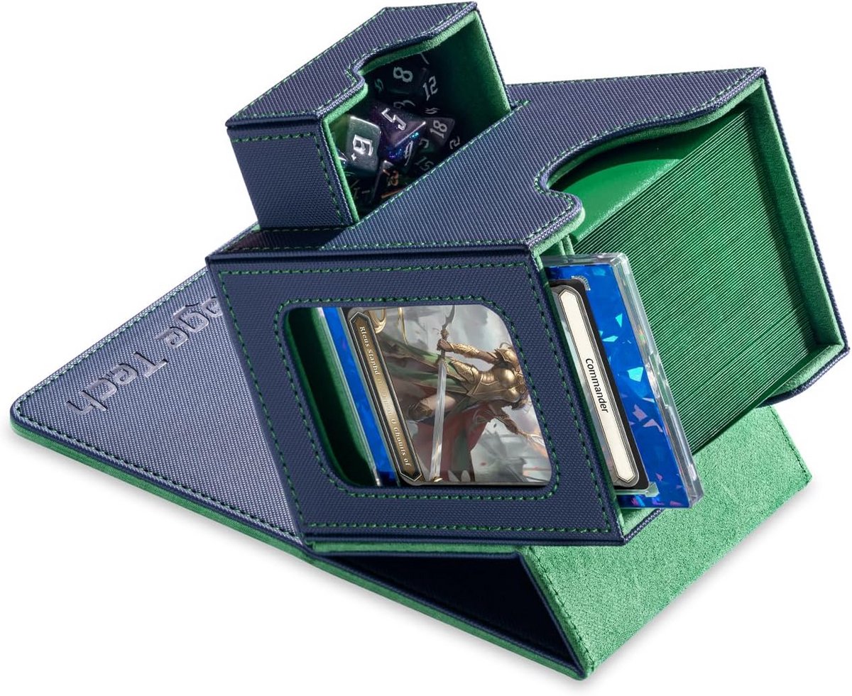 Premium Deck Box voor 100 Dobbel Sleeve Kaarten met Magnetische Commander Houder en Dobbelsteen Vak